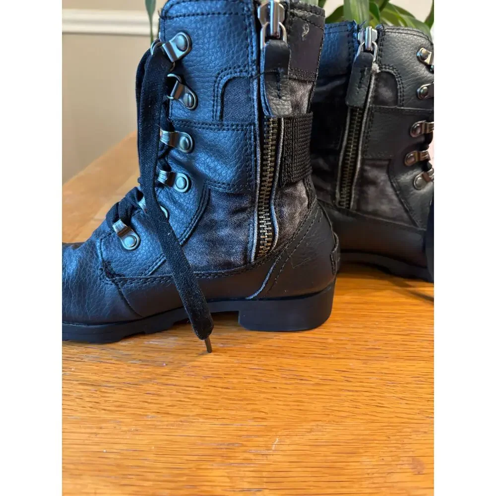Women’s Girls Sorel Emilie Conquest Waterproof Leather Side Zip Boots, size 4